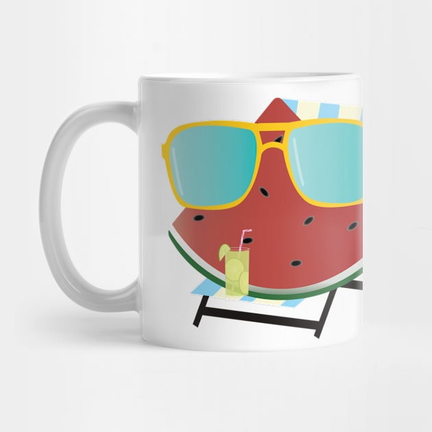 Funny Watermelon with sunglasses illustration by sigdesign